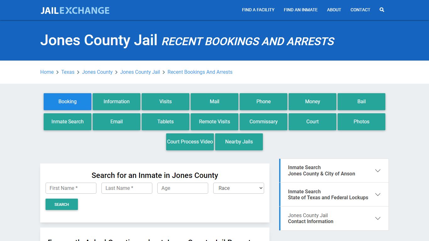 Jones County Jail Recent Bookings And Arrests - Jail Exchange